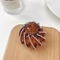 Hair Grab Clip Women Ponytail Buckle Bird Nest Bun Maker Korean Style Hair Claw Pearl Hair Ring brown-rhinestone