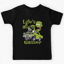Hot Rod Gasser Cartoon Outlaw Drag Racing Blown Street Car Kids T-Shirt 150