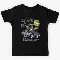 Hot Rod Gasser Cartoon Outlaw Drag Racing Blown Street Car Kids T-Shirt 130