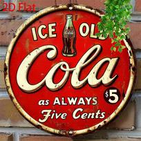 Vintage Ice Cold Cola HD Metal Tin Sign  Retro s Advertising Sign Featuring Classic CocaCola Bottle  Five Cents Price T 20x20cm(8x8inch)
