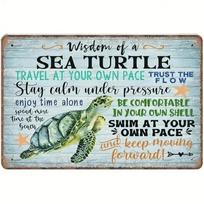 XIn Retro Wise Turtle Beach Vintage Tin Sign  Inspirational Metal Plaque for Home Cafe Bar Hotel Wall Decoration 20x30cm（7.8x11.8inch）