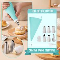 6-Piece Piping Bag and Tips Set for, Cream Icing and Baking One Size žalia
