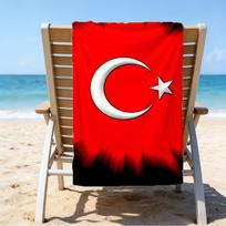 Turkish Flag Design Microfiber Beach Towel, Lightweight And Quick-Dry, for Summer Travel, Beach Essential, Swimming Pool Outdoor 70cmx140cm(27x55inch)