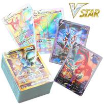100 vnt. „Pokemon“ kortelių, spindinčių „VSTAR GX EX VMAX MEGA TAG TEAM“ „Energy Trainer“ „Charizard Pikachu“ kolekcijos mūšio kortelė S02 30PCS - VMAX