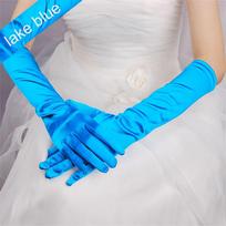 Gold Bridal Opera Prom Costume Accessories Finger Long Gloves Wedding Gloves Wrist Stretch Satin žalia