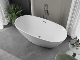 Mexen Eris laisvai stovinti vonia 180 x 80 cm, balta, perliejimas gun gray šlifuotas - 53441808000-66