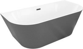 Mexen Oris prie sienos pastatoma rifliuota vonia 170 x 80 cm, balta/pilka, juodas perpylimas - 52871708062-70, 170 x 80 cm