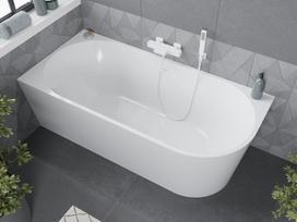 Mexen Mia laisvai pastatoma vonia, kampinis modelis kairė 170 x 80 cm, balta, baltas išsiliejimas - 52691708000L-20, 170 x 80 cm