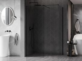 Mexen Kioto-X dušo sienelė Walk-in 130 x 80 cm, skaidri 10 mm, juoda - 800-130-202-70-00-080-X