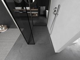 Mexen Kioto dušo sienelė Walk-in 120 x 90 x 40 cm, juodas rėmelis, šlifuotas nikelis - 800-120-090-221-97-70-040