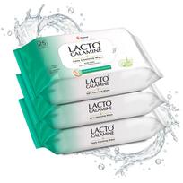 Lacto Calamine Daily Cleansing Face Wipes 25N Each - Pack of 3 | Makeup Remover Wipes | Wet Tissue for Face with Aloe Vera, Cucumber & Vitamin E |