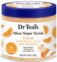 Dr Teal's Kūno šveitiklis su taukmedžio sviestu ir cukrumi, Citrusinių vaisių su eteriniais aliejais ir vitaminu C, 538g beige