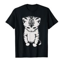 El Gato Sad Kitten Funny Emoticons - Sad Crying Short-Legged Cat Fashion T-Shirt, Unisex T-Shirt, Short-Sleeve Top XXS balta