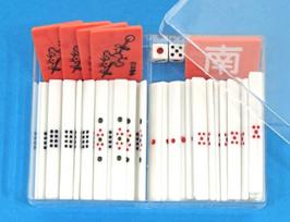 Mahjong Portable set including 88 white mahjong 4 4 yakitori and markers in a supplies sticks, dice, markers, East/South - case.