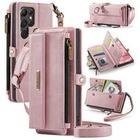 Compatible For Samsung Galaxy S22 Ultra 5G Case CASEME C39 RFID Zipper Wallet Stand Leather Cover with Strap