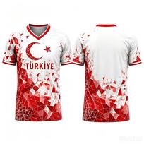 2026 m. Turkijos nacionalinės vėliavos futbolo marškinėliai Vyrams Moterims 3D Geometrinis Spaudinys Turkija Pusmėnulis Žvaigždė Patriotinis Futbolo T-shirt Gerbėjams S