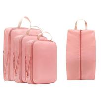 4pcs/set Multifunctional Luggage Compartment Packing Bag Lightweight Packing Cubes Bag  Outdoor rožinė