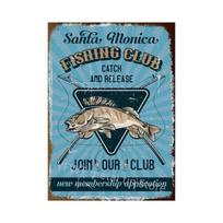 Senovinis žvejybos taisyklių metalinis skardinis ženklas Retro sienos dekoras Ūkininko sodybai, nameliui ar vyriškam kampeliui Rustic žvejybos plakato lentelė an 20x30cm（7.8x11.8inch）