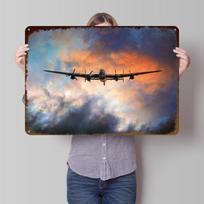 THE RAF BBMF Avro Lancaster Bomber Tinplate Poster Customized Wall Art Retro Vintage Metal Signs for Fans Room Decoration Cozy 20x30cm（7.8x11.8inch）
