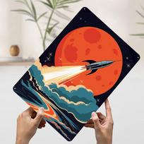 Retro Rocket Launch to Mars Printed Poster Customized Wall Art Retro Vintage Metal Tin Signs for Home Room Accessories House 20x30cm（7.8x11.8inch）