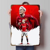 Jungtinės futbolo žaidėjo skardos plakatas Individualus sienų menas Vintažiniai metaliniai ženklai Retro skardos lentelė svetainės dekoracijoms Namams 20x30cm（7.8x11.8inch）