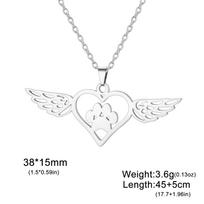 Cazador Stainless Steel Dog Cat Paw Footprint Heart Wings Pendant Necklaces for Women Cute Jewelry Necklaces Gift 2026 Trendy 45cm