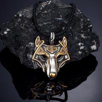 Norse Viking Celtic Wolf Pendant Necklace for Men Stainless Steel Odin Rune Amulet Never Fade Animal Jewelry 60CM
