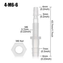 5pcs PP Aquarium Air Pump Thread Hex Nut Straight Connectors Hose Fittings Fish Tank Adapter 6-M6-4