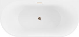 Mexen Oval prie sienos pastatoma laisvostove vonia 140 x 75 cm, balta/juoda, rožinio aukso perpylimas - 52671407575-60, 140 x 75 cm
