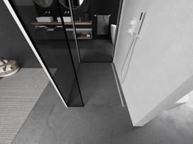 Mexen Kioto dušo sienelė Walk-in 130 x 90 x 30 cm, juodas rėmas, baltas - 800-130-090-221-20-70-030