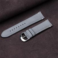 Watch Strap 20mm 22mm Vintage Sude Band Replacement Wristband Handmade Stitching Watchband Polished Clasp for Omega for Seiko 22mm pilka spalva