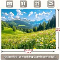 Vibrant Flower Field Backdrop Sunny Alps Mountain Meadow Party Background Banner 47.2x31.5inch/120*80cm