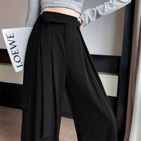 Lady Baggy High Waist Straight Wide-leg Pants Women's Classic Designer Straight Leg Suit Trousers Fashion Elegant Style Office S juoda