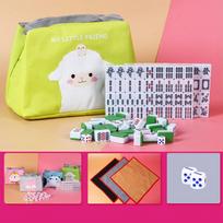 Mahjong Tiles Set with Storage Bag and for Home and Includes 2 Made of Resin (144 Tiles) Mat. Ultra-lightweight, Portable, Travel. Dice. Material. žalia