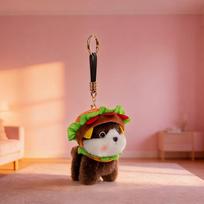 Cute Animal Plush Toy Keychain: Burger Doll Desk Companion Gift for Kids 12 cm, 0.09 kg