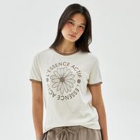 [mardimercredi] Slim Ringer T-Shirt Actif Emblem Cream Taupe Beige F