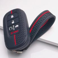 Silicone Car Keychain Strap for Honda Fit Civic Accord Inspire HRV CRV Pilot Odyssey ZR V XR Honeycomb Texture Racing Stripe Anti Lost Key Ring Holder juoda