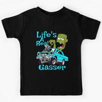 Hot Rod Gasser Cartoon Outlaw Drag Racing Blown Street Car Kids T-Shirt 140
