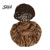 Soft Fabric Hair Bonnet Silk Shower Cap, with Breathable Mesh Top And Large Pocket Design, Non-slip Nightcap for Lock Moisture Reduce Frizz kava
