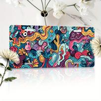 COLORFUL TRIPPY DOODLE ABSTRACT ART AL Sign  Vintage Durable Metal Plaque Wall Decor Psychedelic Hippie Home Office Bar Man Ca 15x30cm(5.9x7.8inch)