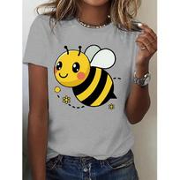Cute little bee cartoon Printed Pattern Casual and comfortable short sleeves Suitable for running Fashionable, elegant, unique, and interesting S šviesiai pilka spalva