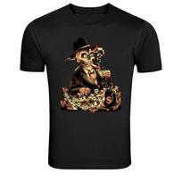 Smoking Skeleton Gangster Money Mafia Graphic T-Shirt S