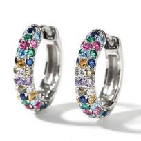 Fashion Silver Round Mini Half Hoop Earrings with Colorful Zircon for Women Luxury Gift Jewelry