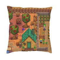 Stardew Valley Map Square Pillow Cover Home Decorative Video Games Cushions Throw Pillow For Living Room Double-Sided Printing Peach skin 18*18(CM)-1Pcs