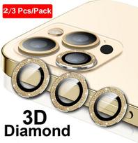 2/3 vnt. dėklas, skirtas iPhone 12 Pro Max dėklui, deimantinis fotoaparato objektyvo apsauga, skirtas iPhone 13 11 13 Pro Max 3 grūdinto stiklo ekrano apsauga For iPhone 11 auksas