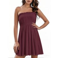 Fashionable Women's Casual Tube Top Color Sleeveless Dress XL kava