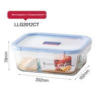 LOCK&LOCK Glass Lunch Box, Microwave-Safe Fruit Storage Container, Bento Box with 3 Compartments, LLG2012CT_1L