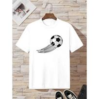European sizes Samba Football Summer Boys Fashion Clothing T-Shirt Printed Short-Sleeved T-Shirt Casual Top, Creative Christmas Elements 110 balta