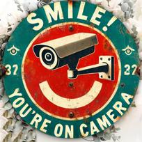 Vintage British Surveillance Camera Wall Sign Rusty Metal Decor for Home xcm 20x20cm(8x8inch)