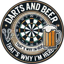 Vintage Dart Board Metal Wall Art  x Round Aluminum Sign Easy Hang Decor for Bar Home Office Gift Idea 20x20cm(8x8inch)